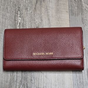 Michael Kors Red Leather Trifold Wallet